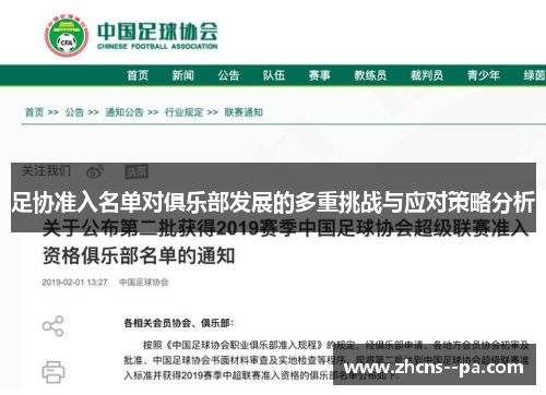 足协准入名单对俱乐部发展的多重挑战与应对策略分析